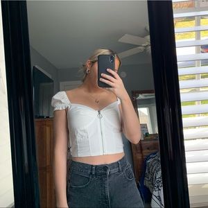 Princess Polly Zip Up Crop Top White